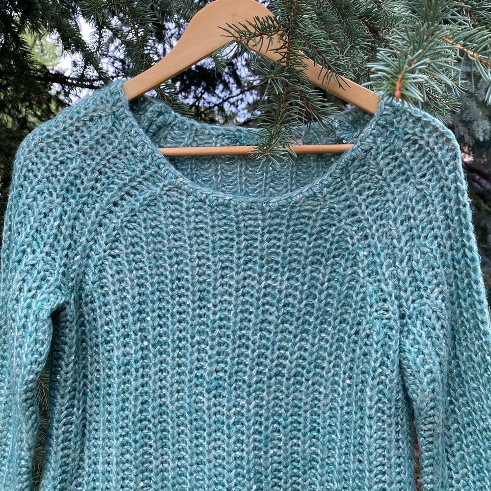 Anthropologie Seafoam Knit Sparkle Sweater - Picture 5 of 16